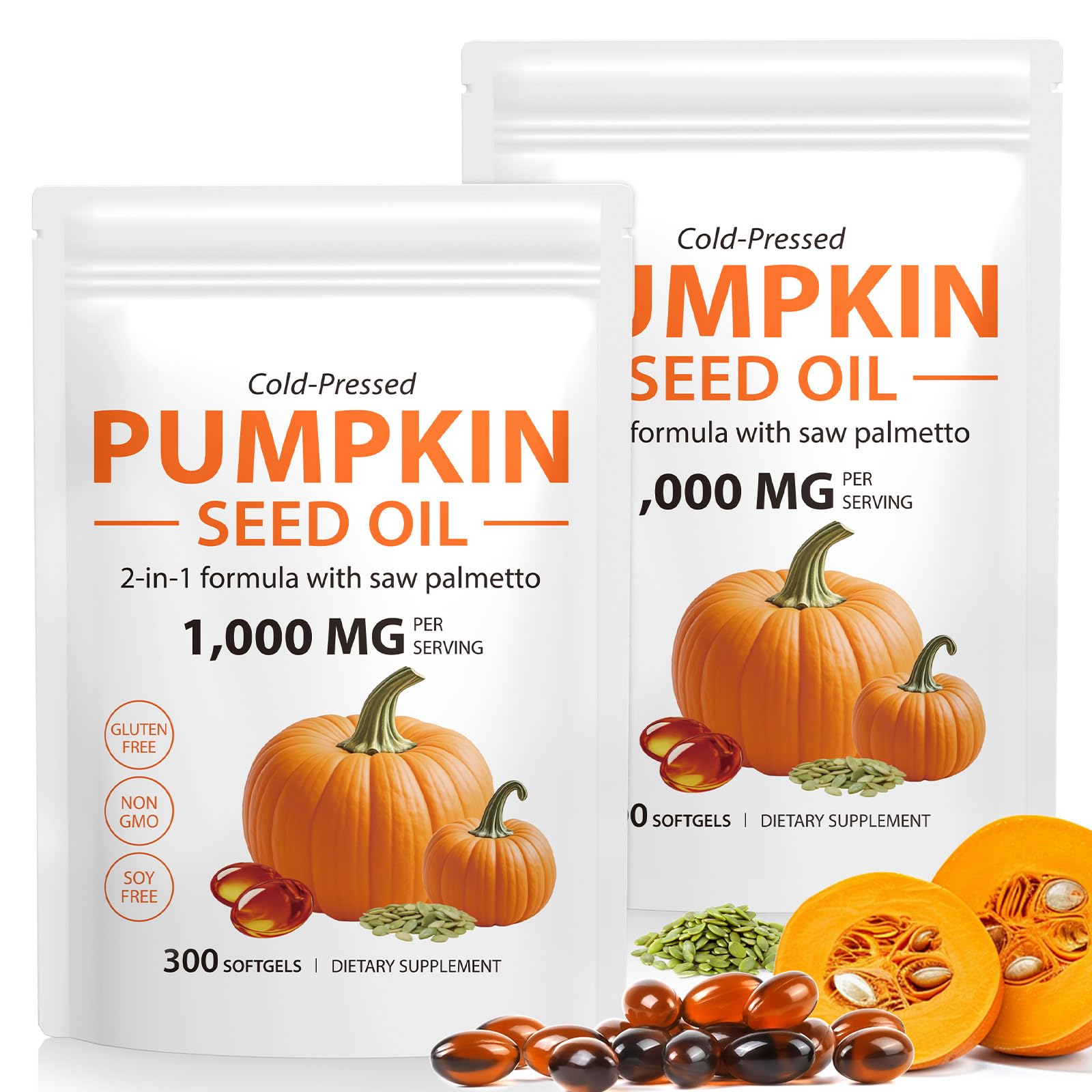 Beyxdu pumpkin seed oil capsules bottle front for daily hair health support.