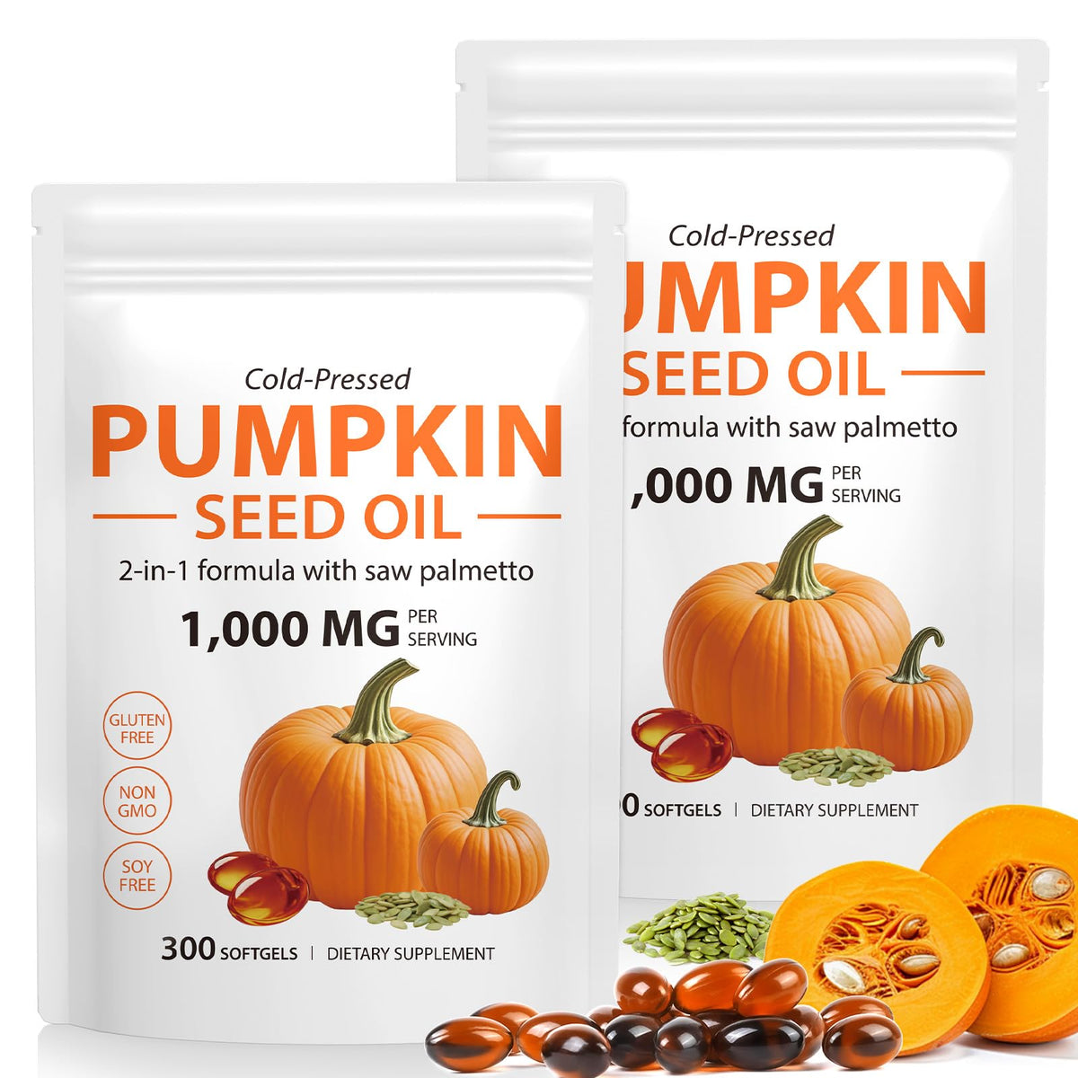 Beyxdu pumpkin seed oil capsules bottle front for daily hair health support.