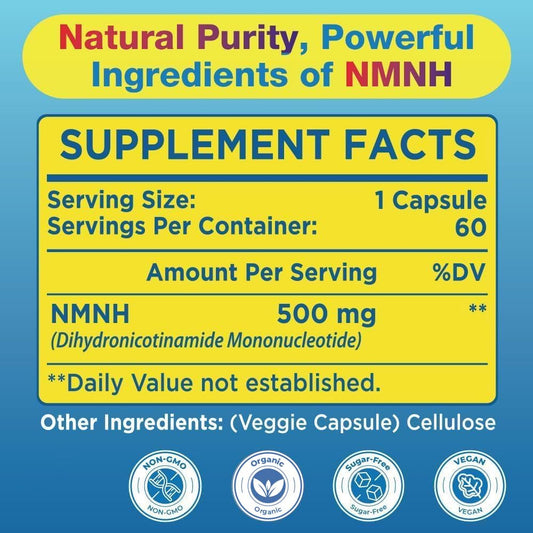 Beyyoly NMNH capsules close-up highlighting 500 mg potency