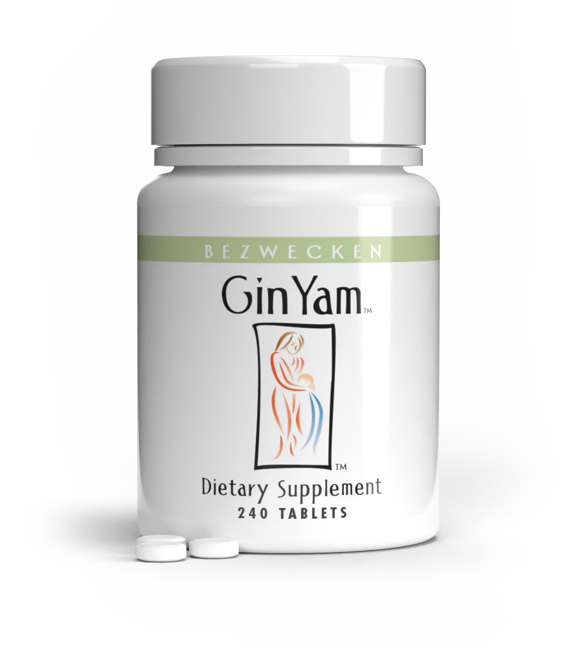 Bezwecken Gin Yam bottle front shows packaging and branding for menopausal support.