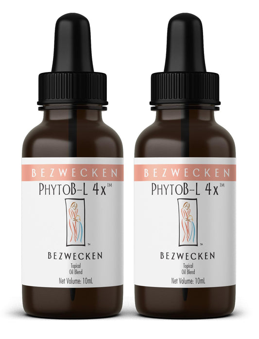 Bezwecken PhytoB-L 4X topical oil bottle closeup for even dispersion during shaking.