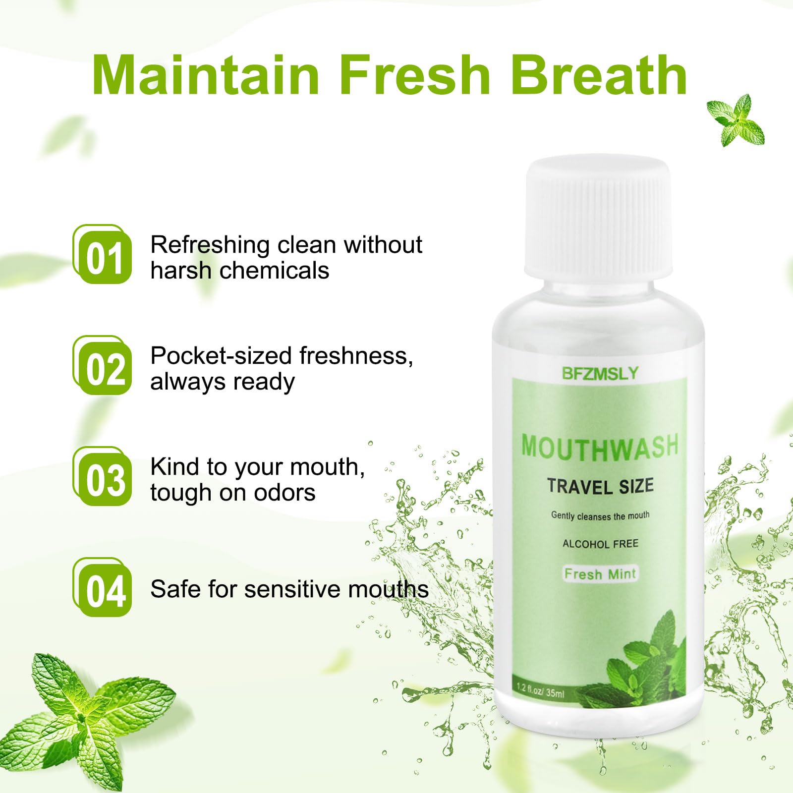 BFZMSLY mini mouthwash packaging ideal for travel kits.