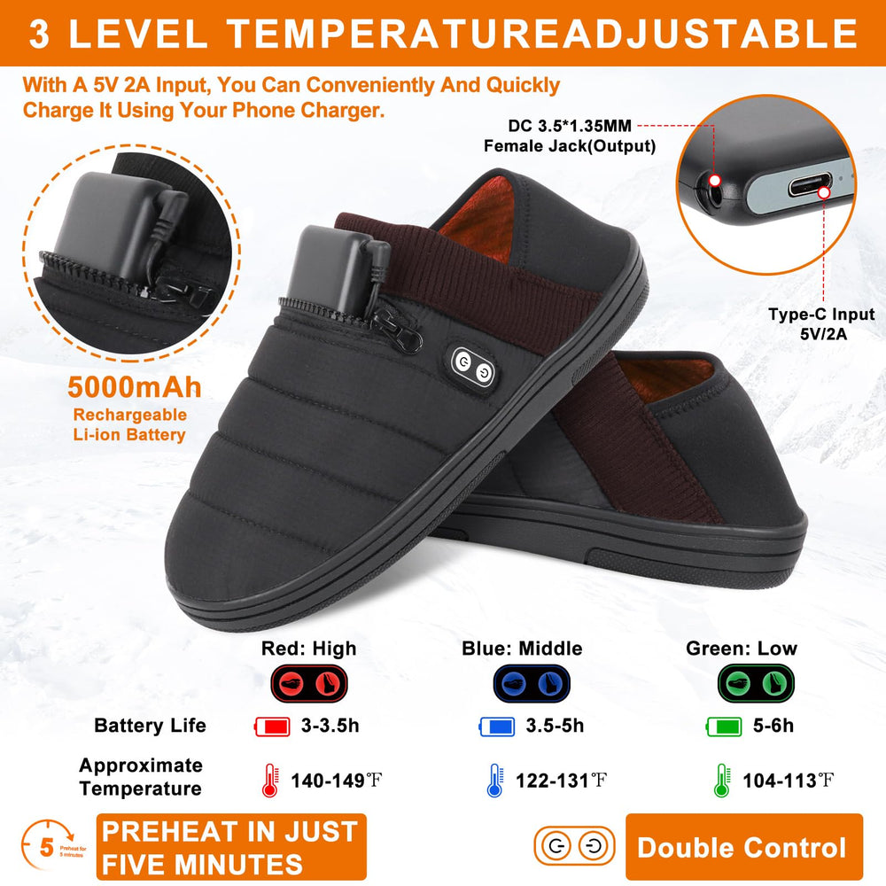 BIAL heated slippers memory foam insole cushions for comfort.