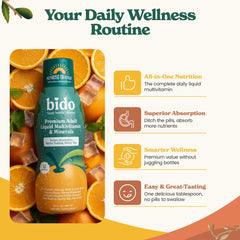 Bido liquid in glass on kitchen counter for daily routine.