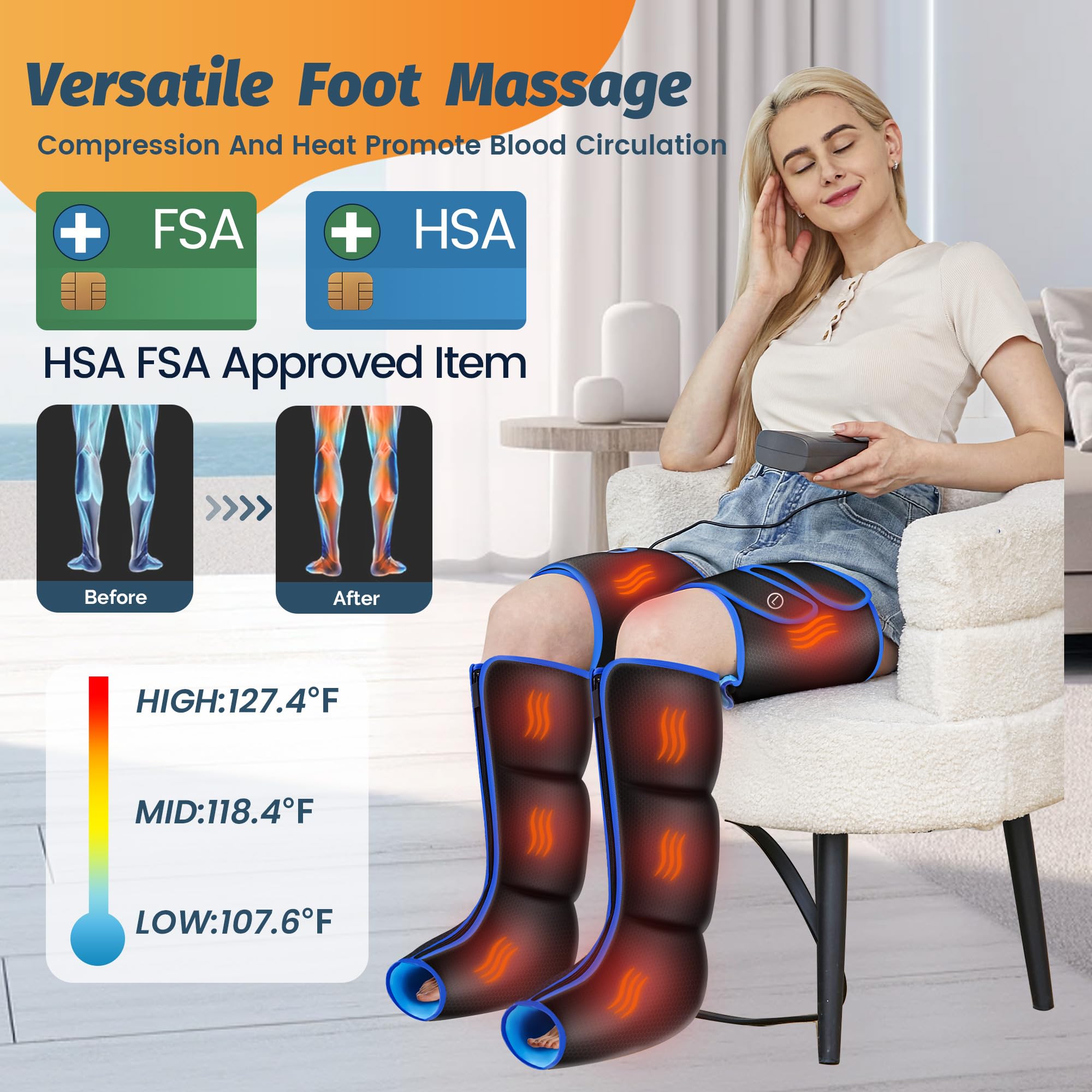 BIEAMA leg air massager full-leg wrap surrounding feet to thighs