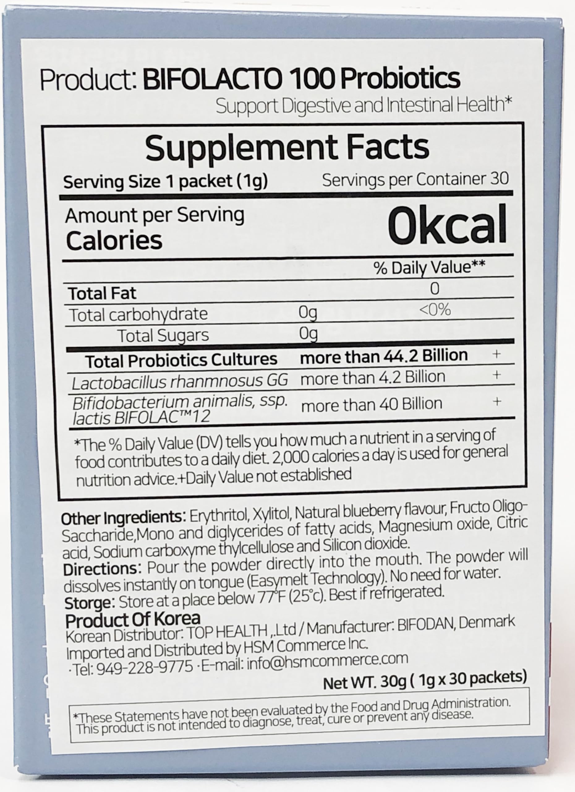 Bifolacto 100 zero-sugar formula suitable for sugar-free routines