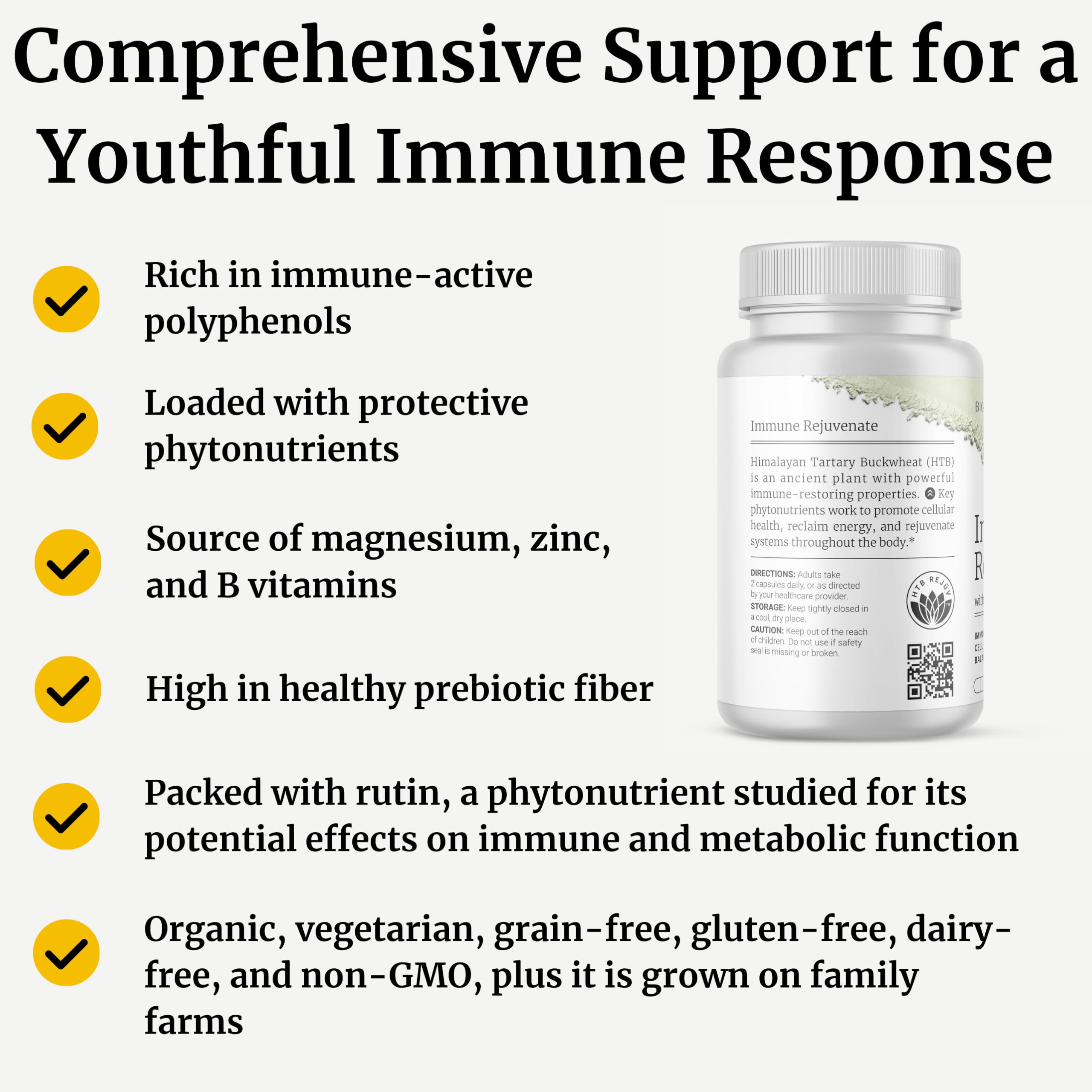 HTB Immune Rejuvenate label shows ingredients that support antioxidant potential