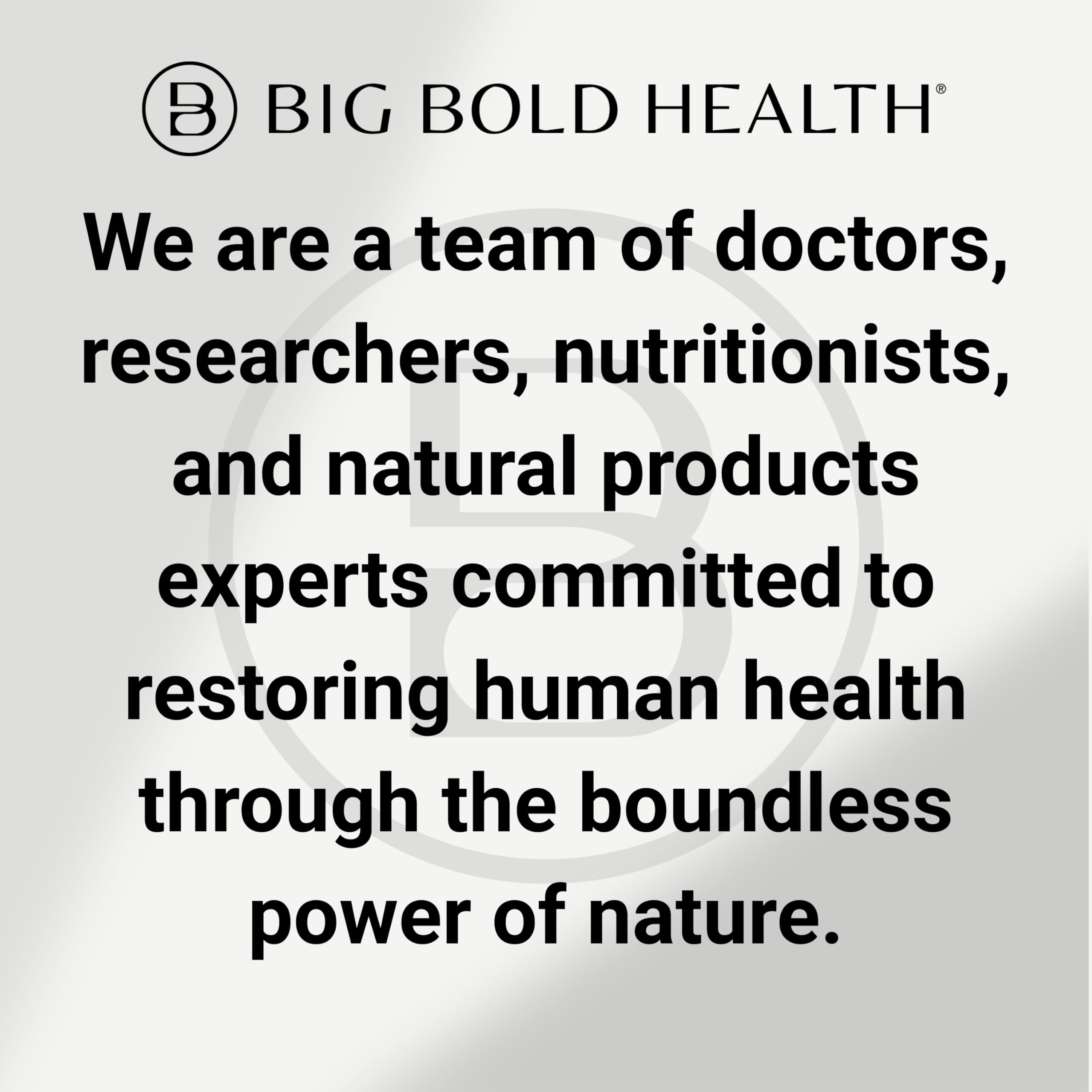 BIG BOLD HEALTH Sustainable sourcing icons highlight eco-friendly salmon and algae ingredients.
