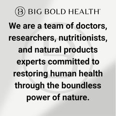 BIG BOLD HEALTH Sustainable sourcing icons highlight eco-friendly salmon and algae ingredients.