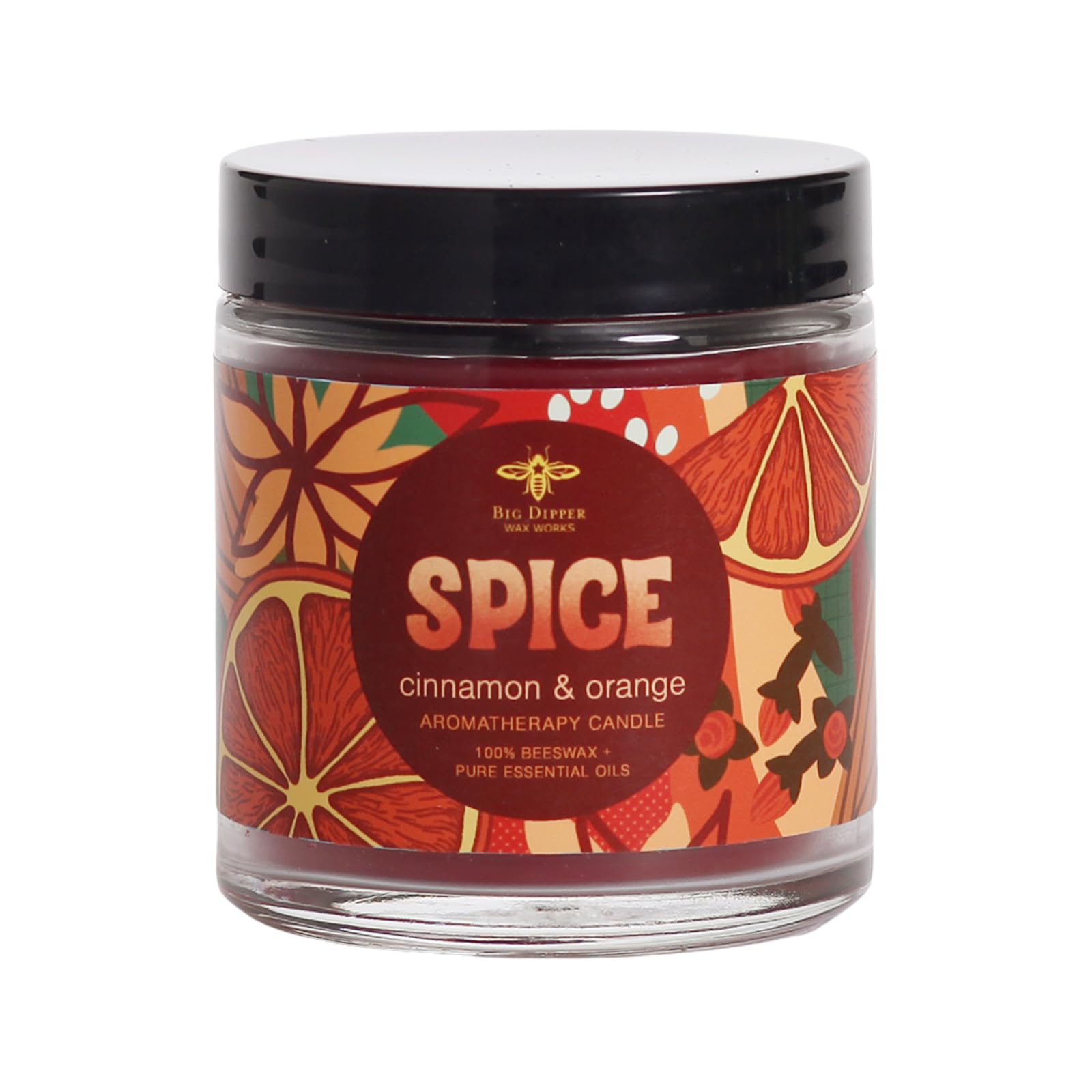 Big Dipper Wax Works Spice candle with cinnamon, orange, and clove for warm festive mood.