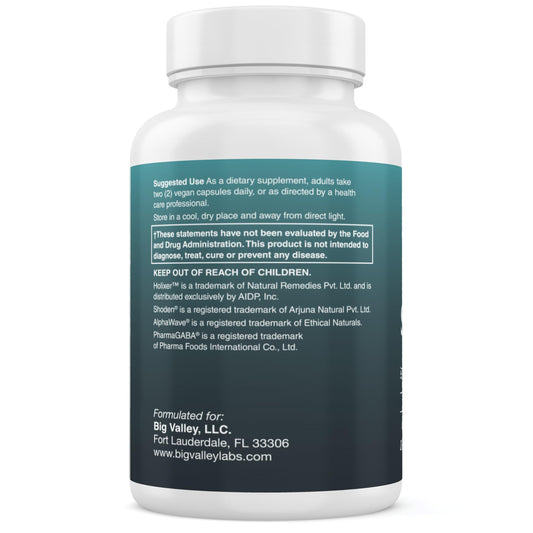 Big Valley Labs Shoden Ashwagandha capsules close-up for balanced mood