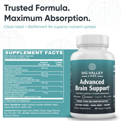 Big Valley Labs Brainberry capsules indicating natural antioxidants for balanced mood and alertness.