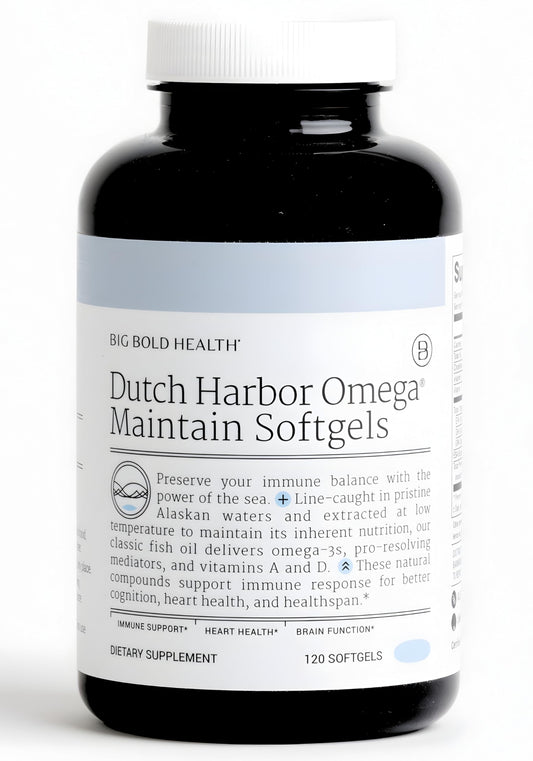 BIG BOLD HEALTH Dutch Harbor Omega Maintain softgels bottle for daily omega-3 support