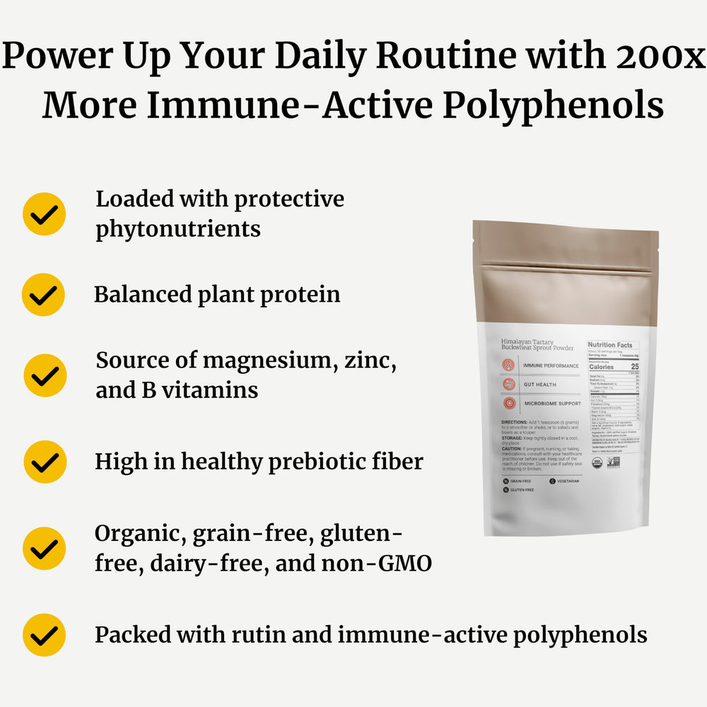 BIG BOLD HEALTH Himalayan Tartary Buckwheat Sprout Powder scoop shows easy daily add-in boost.