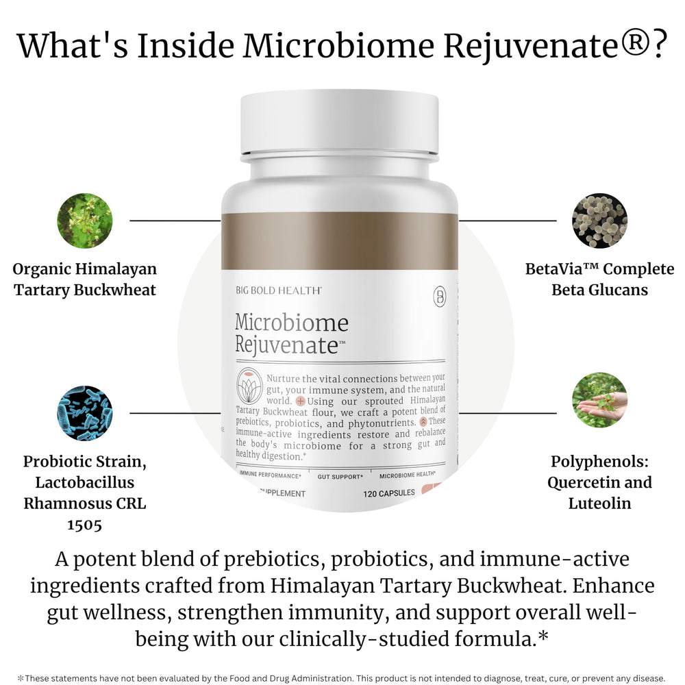 BIG BOLD HEALTH probiotic capsules closeup highlights easy daily gut support.