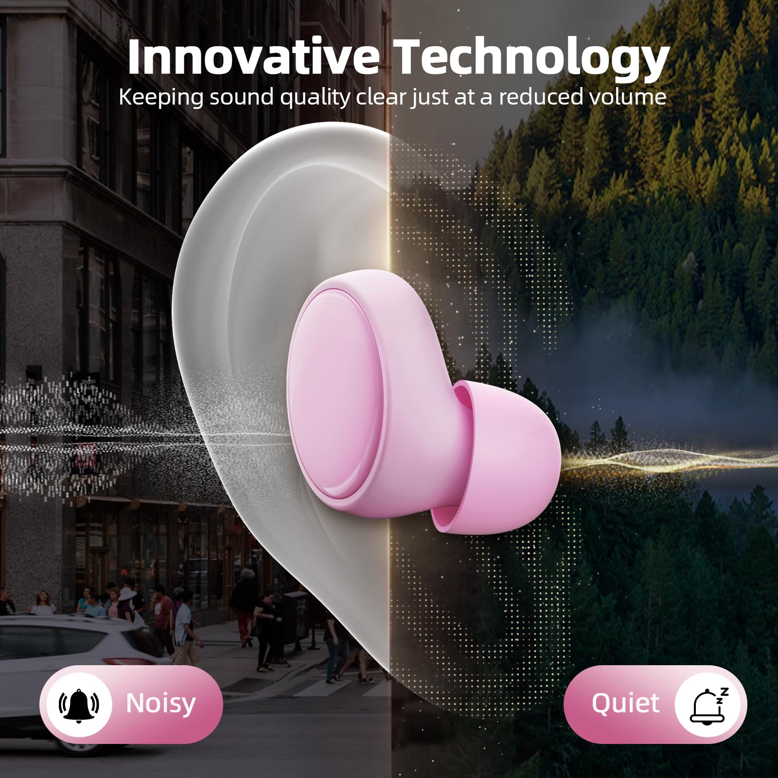 BIGOOD silicone sleep ear plugs pink ideal for side sleepers and comfort.