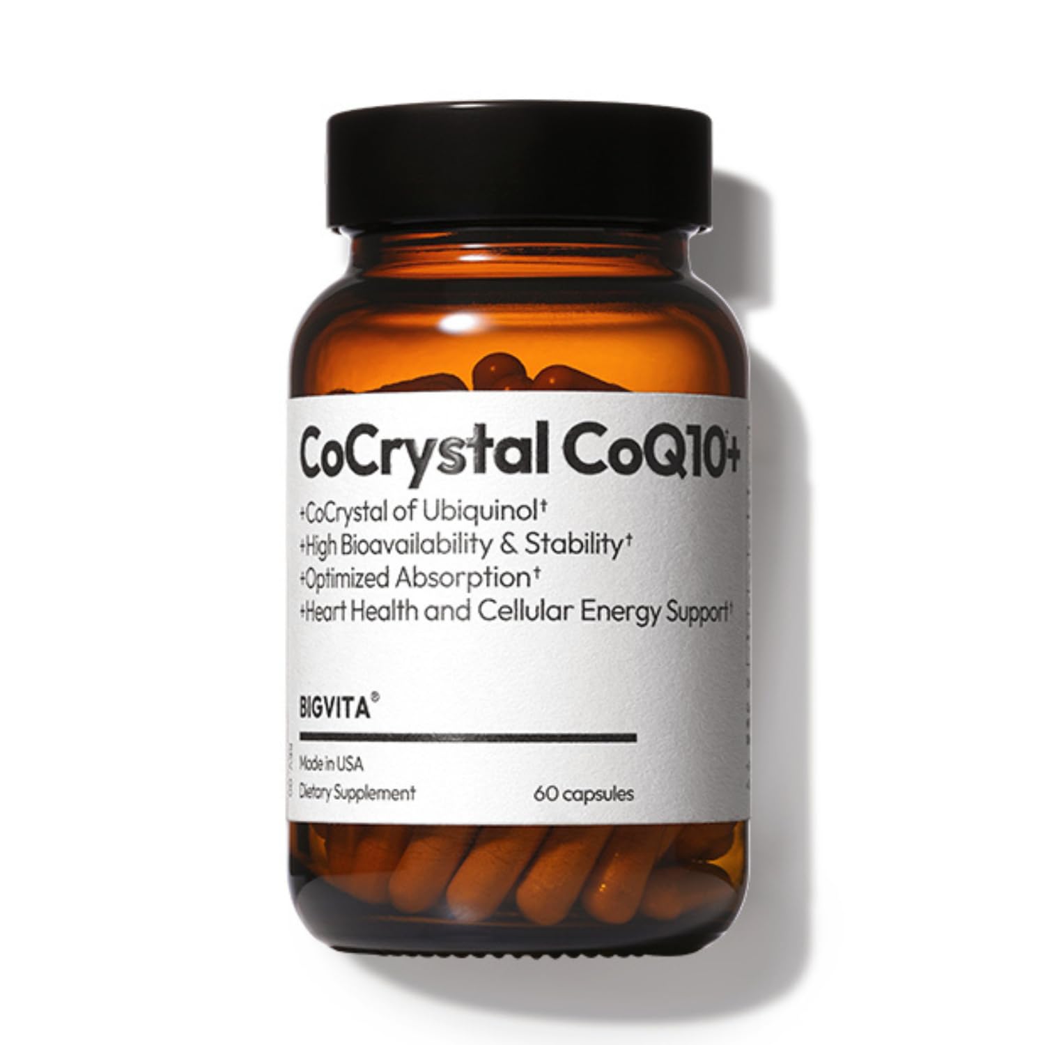 BIGVITA CoQ10 bottle with cocrystal formula for better absorption