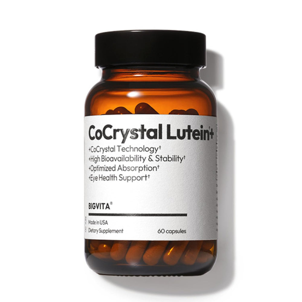 BIGVITA CoCrystal Lutein bottle pour showing easy daily use for eye support