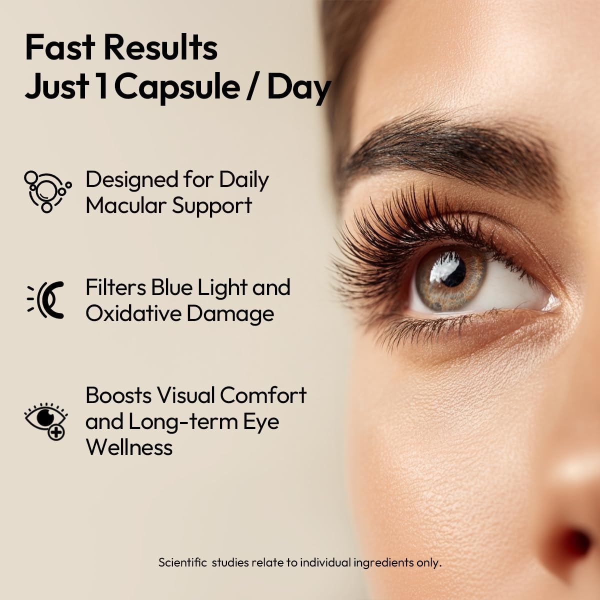 BIGVITA CoCrystal Lutein capsules closeup highlighting fast absorption