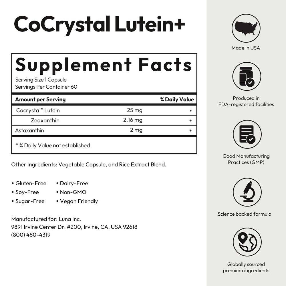 BIGVITA CoCrystal Lutein made-in-USA badge signaling quality and purity