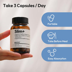 BIGVITA Slim+ capsules neatly aligned in a blister pack, ready for daily metabolism support.