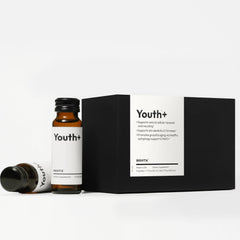 BIGVITA Youth+ ingredients board features NAD+, spermidine, ergothioneine for cellular health.