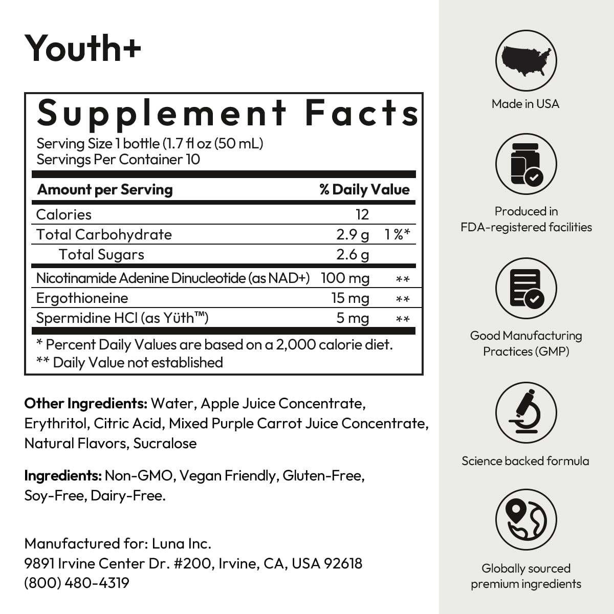 BIGVITA Youth+ USA seal reinforces trusted longevity innovation.