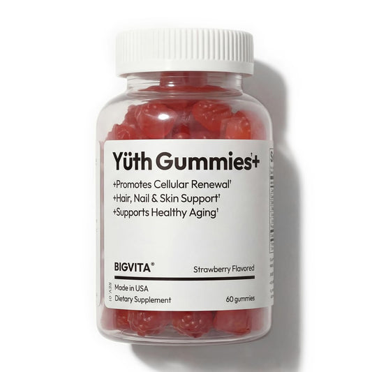 BIGVITA Yuth Gummies bottle showing high-purity spermidine and collagen-supporting ingredients