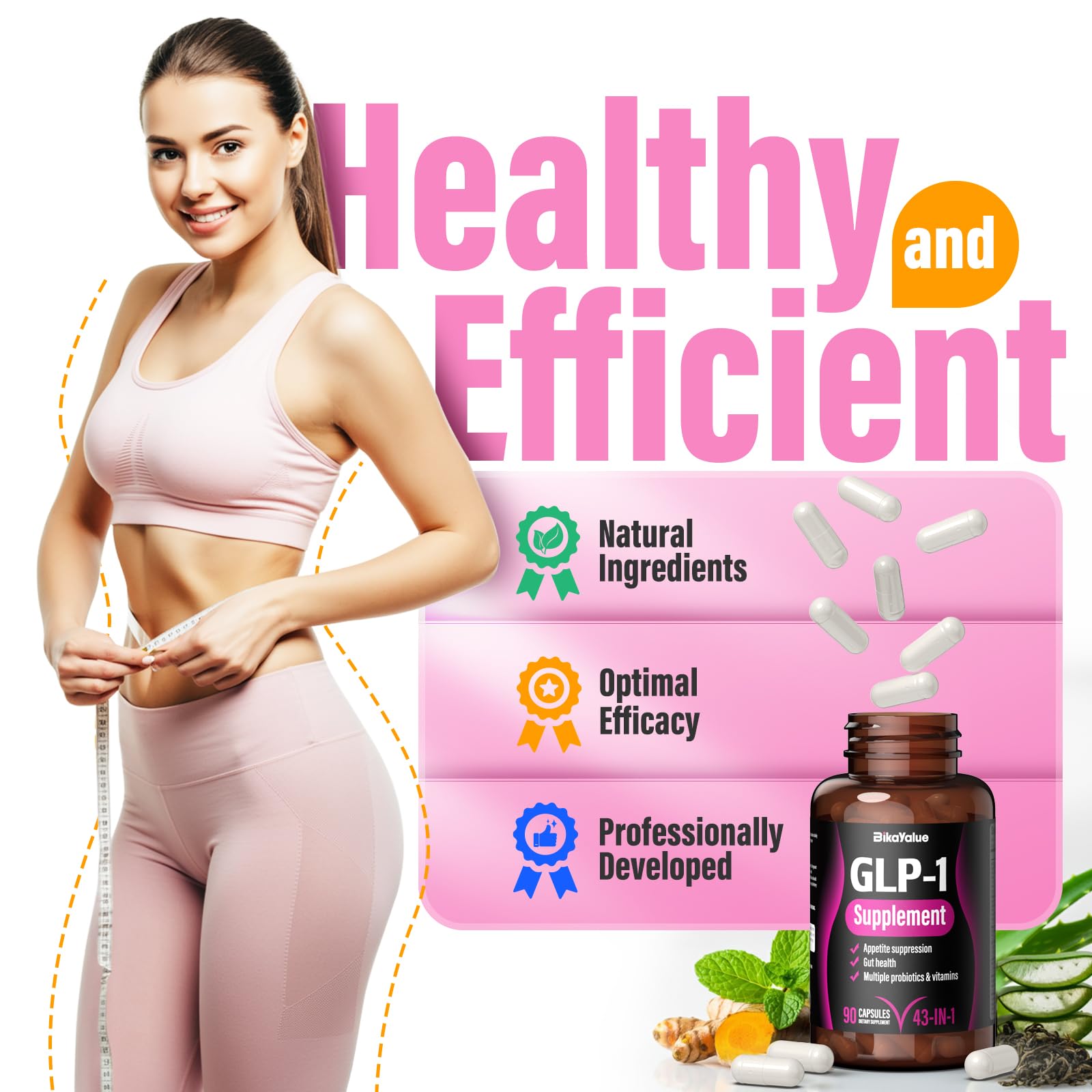 BIKAYALUE GLP-1 capsules closeup with probiotic blend