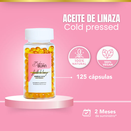 Bikini Burn softgel capsules, easy-to-swallow omega oil for daily wellness.