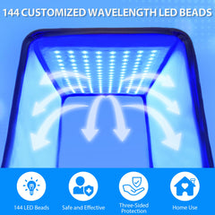 Biliblanket portable blue light therapy lamp allows bedside use at home.