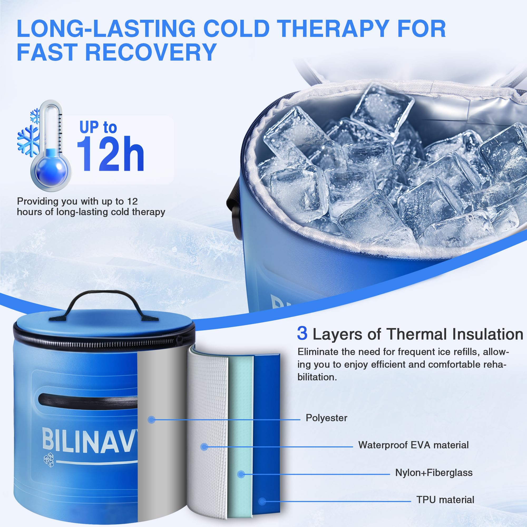 BilinavyNew ergonomic knee pad ensures even ice distribution during therapy