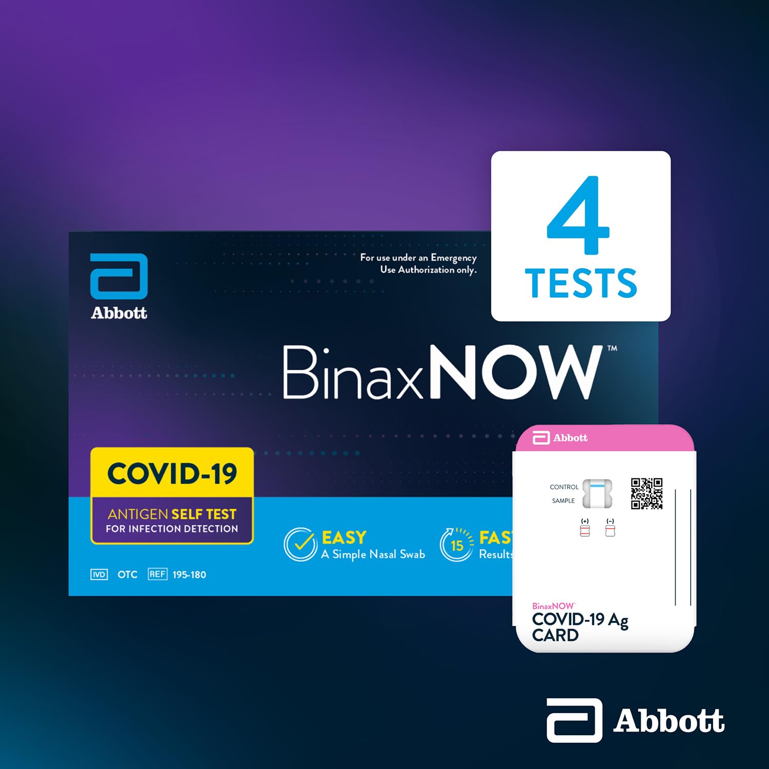 BinaxNOW foam-tipped swabs arranged for quick sample collection at home