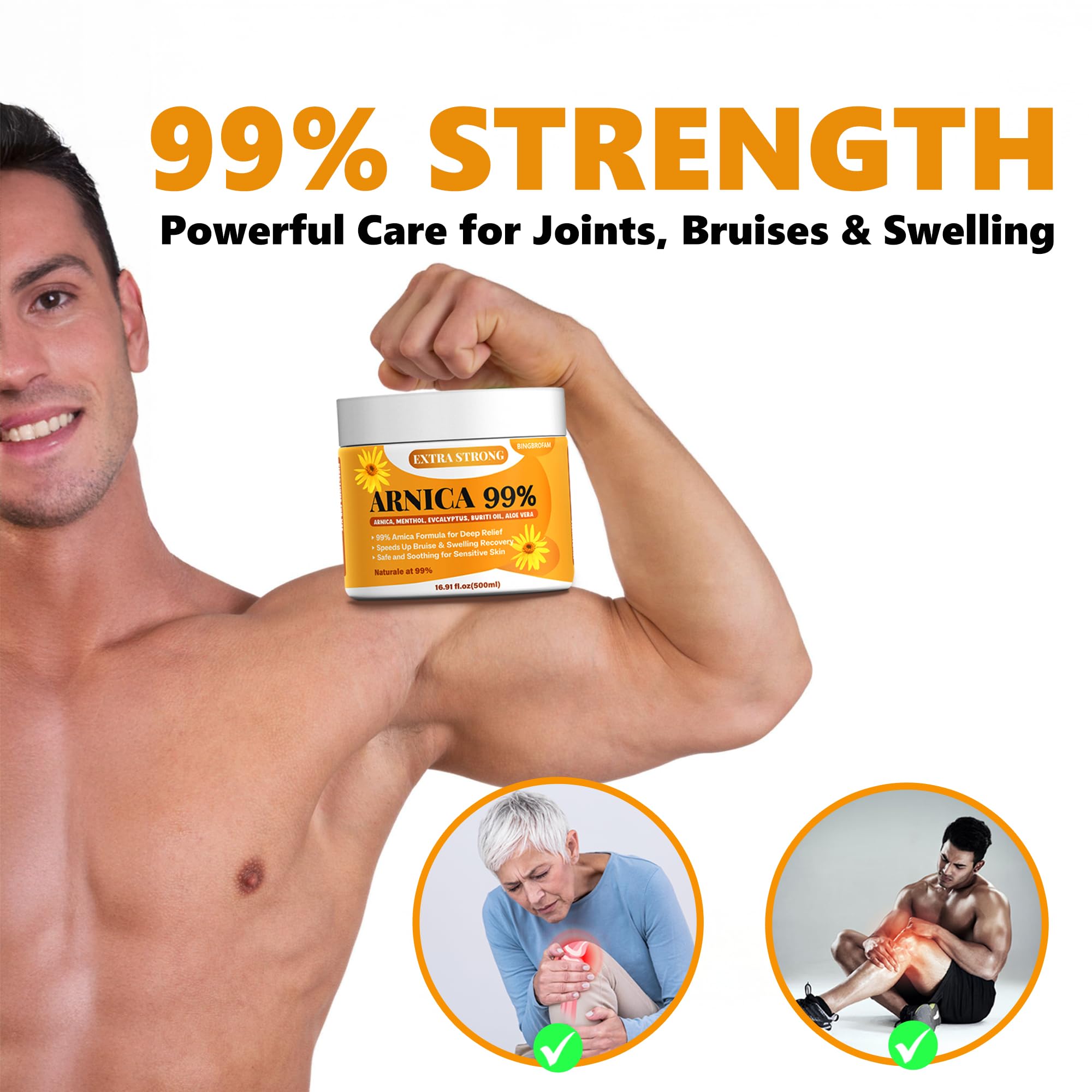 Bingbrofam Arnica Cream demonstrates cooling menthol for refreshing relief.