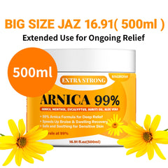 Bingbrofam Arnica Cream in a family-size jar ready for daily use.