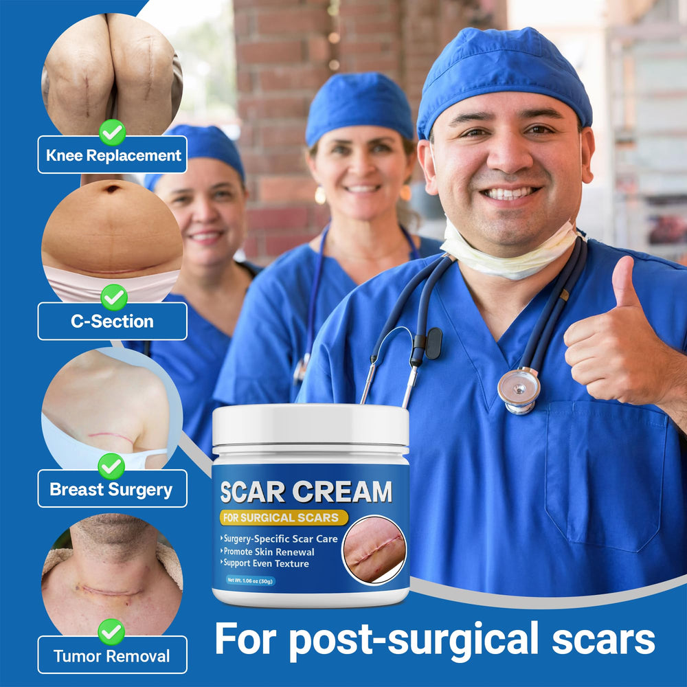 Bingbrofam Scar Cream closeup silicone highlights gentle, quick-absorb formula for sensitive skin