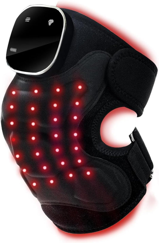 BINODIC red light knee brace front view for joint support and recovery.