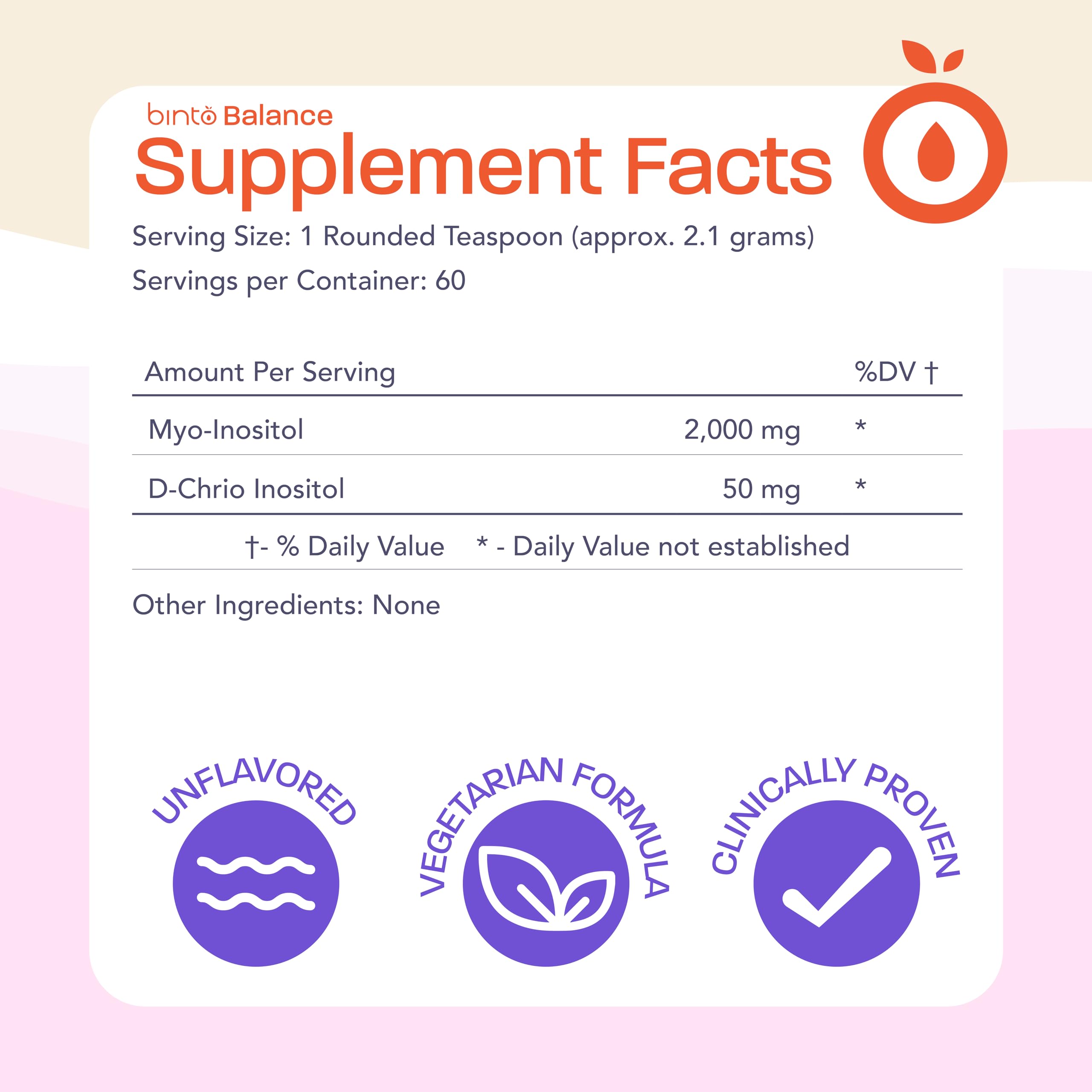 Binto Inositol powder with scoop shows 40:1 ratio for balance.