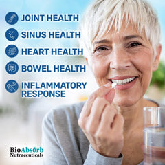 Bio Absorb Serrapeptase gluten-free vegetarian capsules on display.