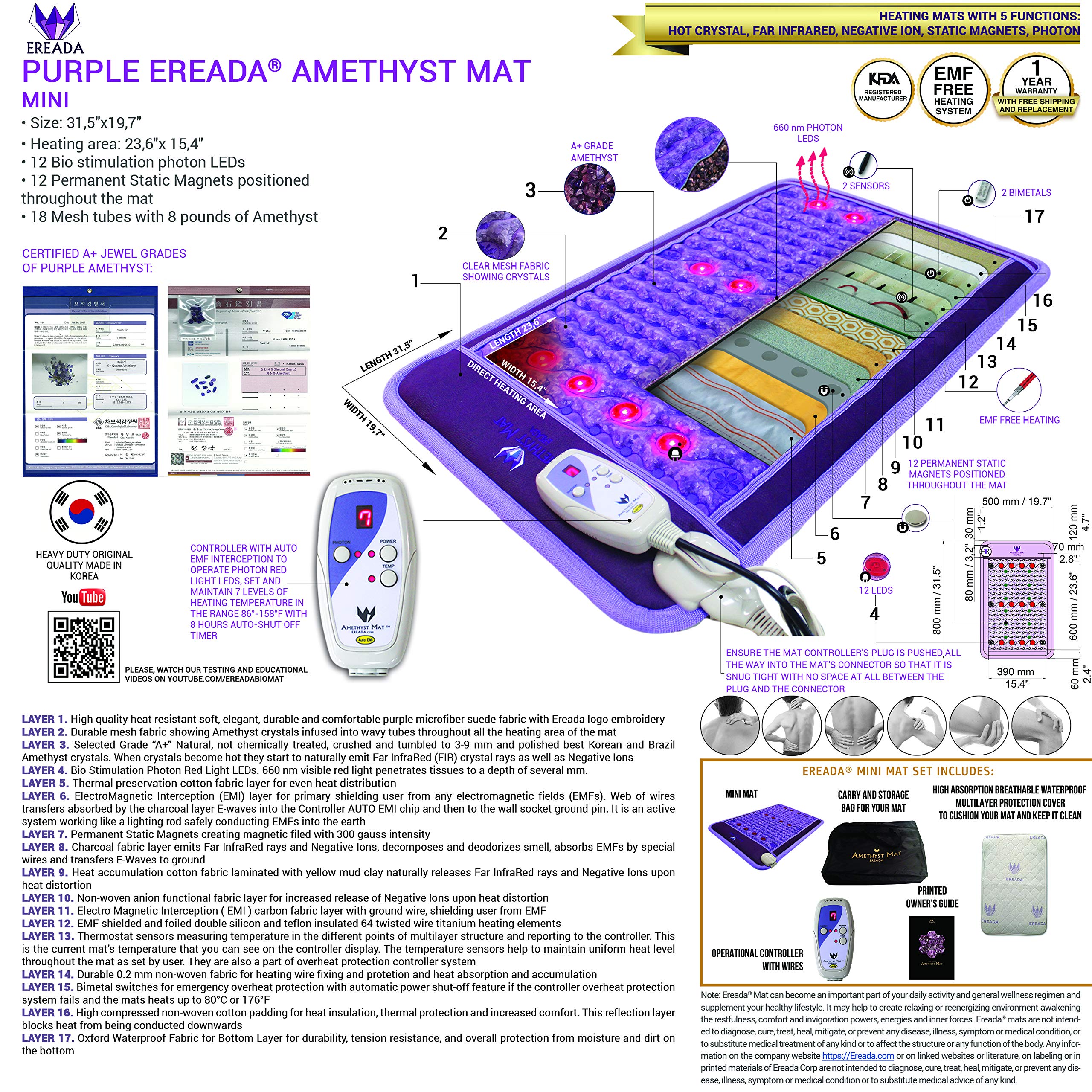 Bio Amethyst Ereada mini mat compact home-use design for small spaces