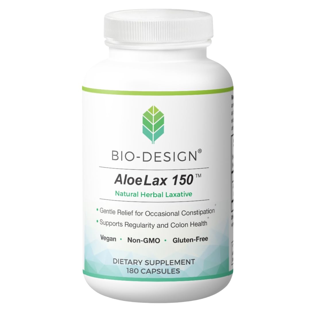 Bio-Design Aloe Lax 150 mg bottle front view for daily comfort.