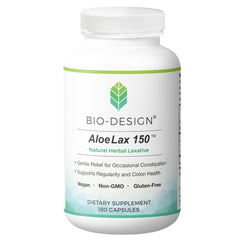 Bio-Design Aloe Lax 150 mg bottle front view for daily comfort.