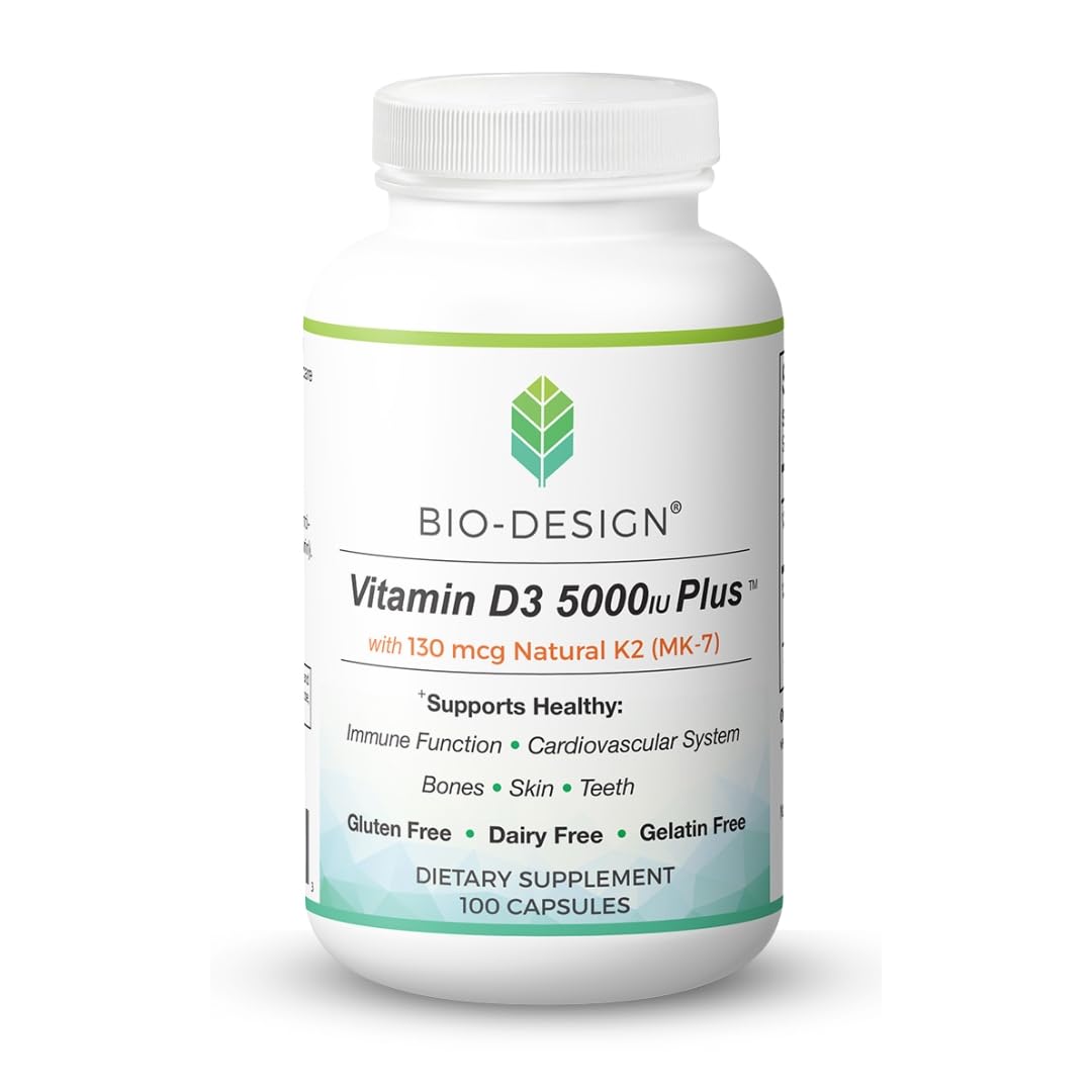 Bio-Design Vitamin D3 5000iu Plus bottle close-up for immune support