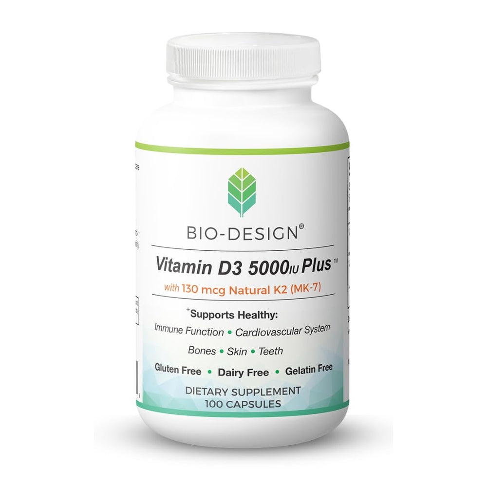 Bio-Design Vitamin D3 5000iu Plus bottle close-up for immune support
