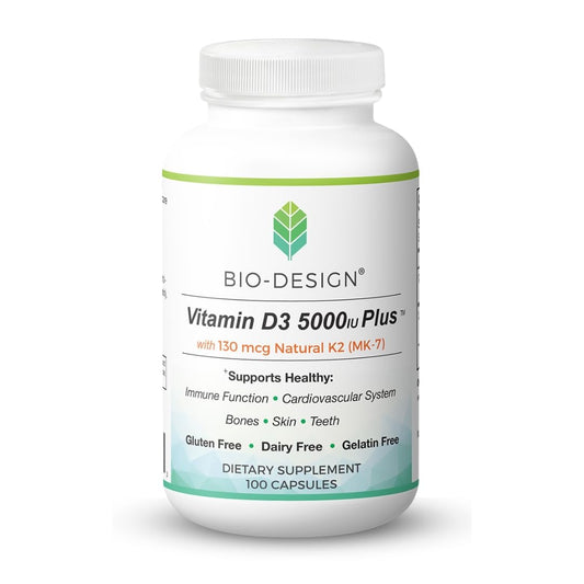 Bio-Design Vitamin D3 5000iu Plus bottle close-up for immune support