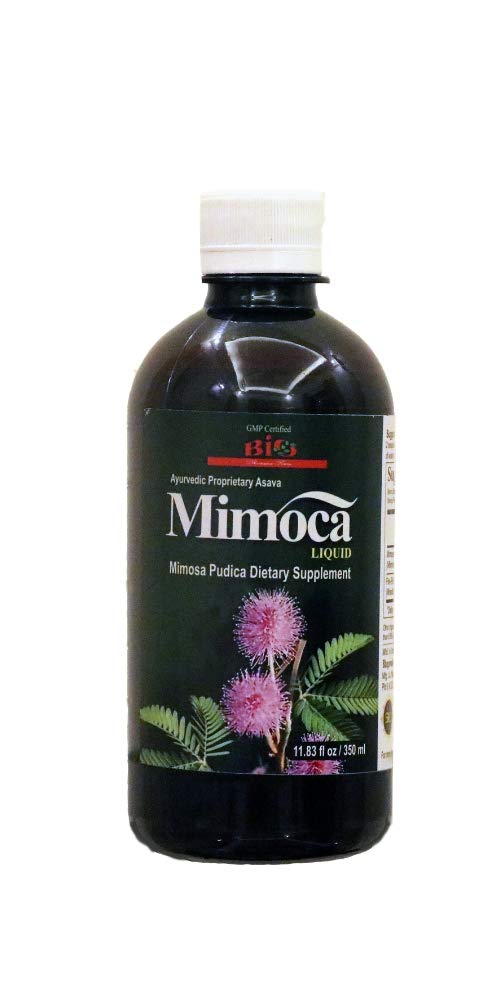 BIO Dhamapur Farms Mimoca Liquid bottle being poured, showcasing easy dosing for sleep support.