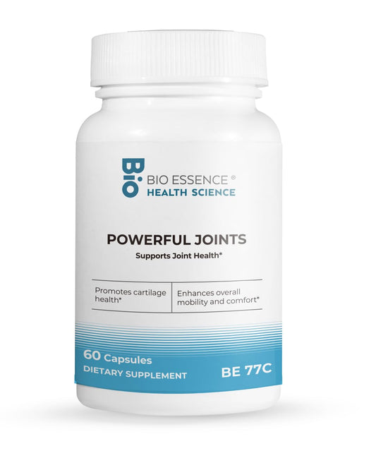 Bio Essence Health Science joint support bottle illustrating convenient daily capsules for mobility.