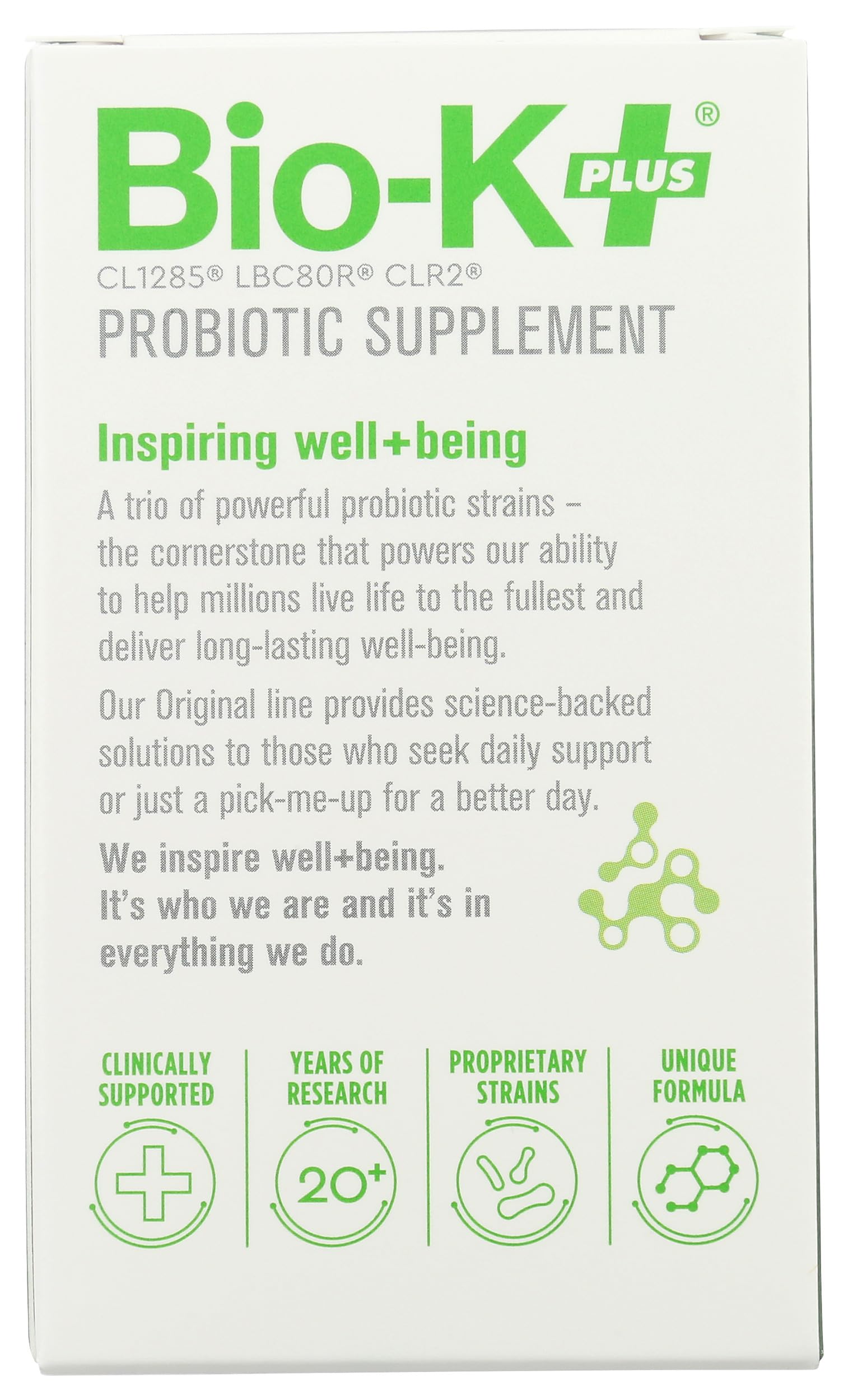 Bio-K Plus enteric-coated capsules close-up supports targeted intestinal delivery.