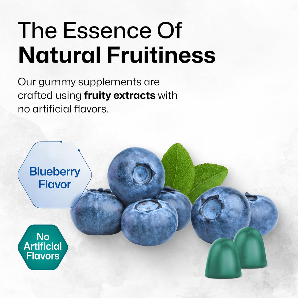 BIO KRAUTER 5-HTP gummy closeup, blueberry flavor for calm moments