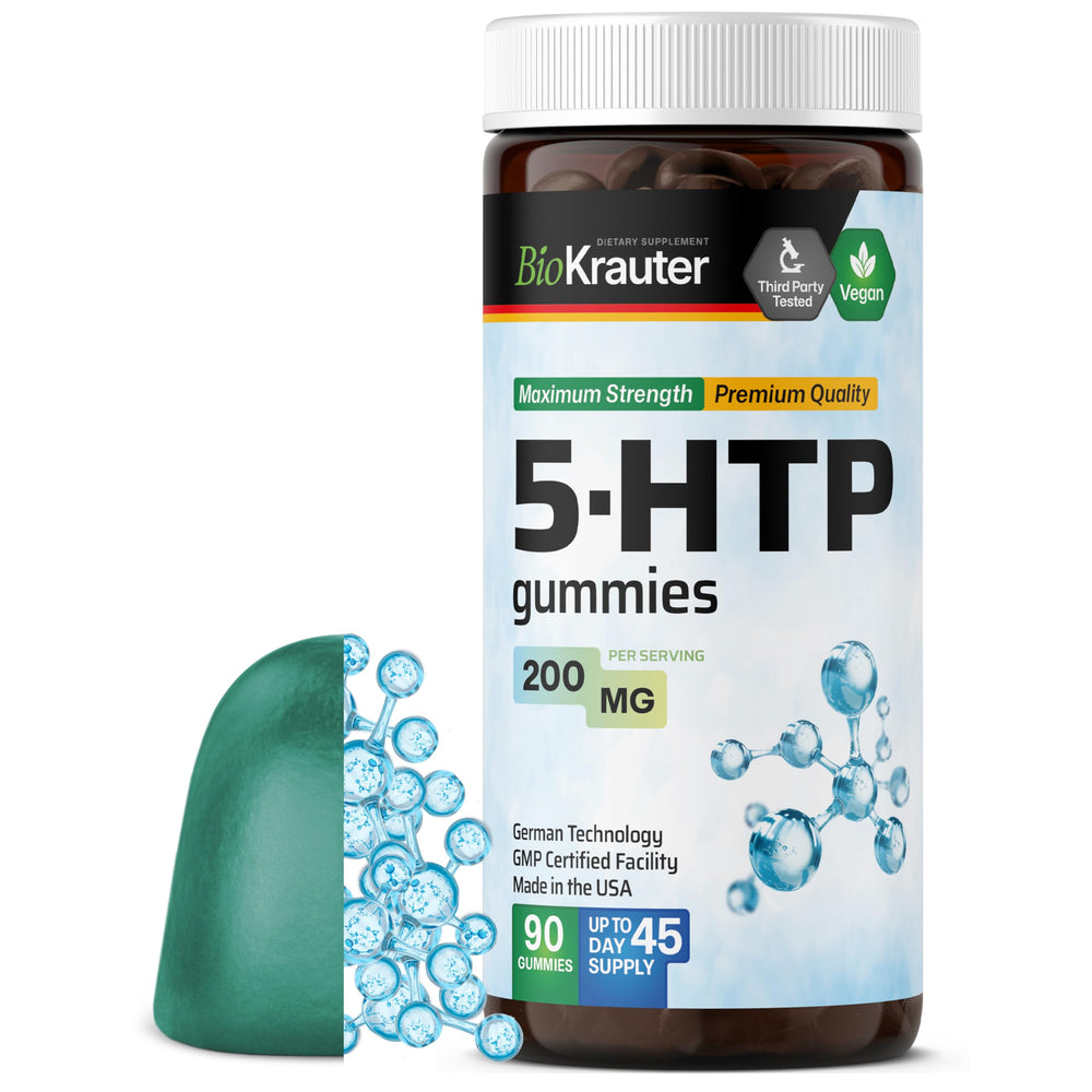 BIO KRAUTER 5-HTP gummies blueberry closeup for daily relaxation